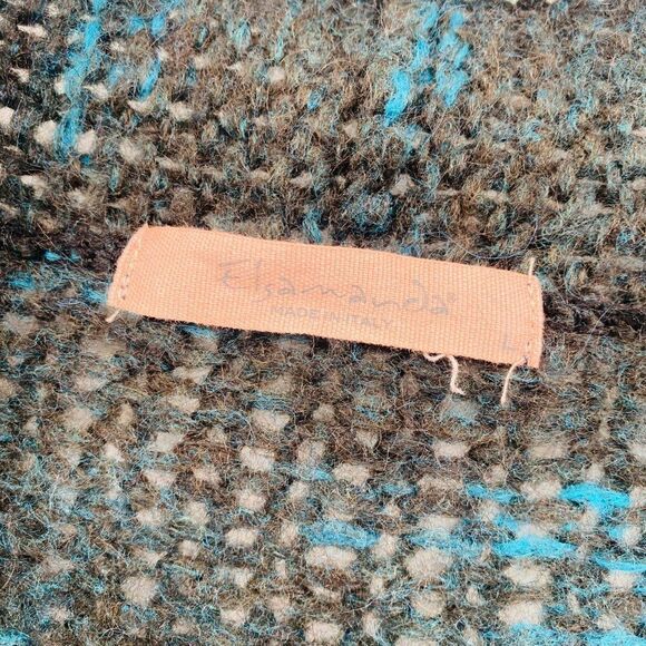 Elsamanda Size Large Made in Italy Blue & Black Mohair Wool Cardigan Sweater - Picture 6 of 10